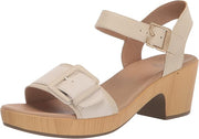 Dr. Scholl's Felicity Seashell Beige Ankle Strap Block Heeled Open Toe Sandals