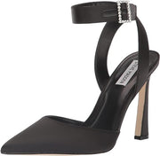 Steve Madden Sarantos Black Satin Ankle Strap Pointy Toe Stiletto Heeled Sandal