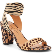 Jessica Simpson Siesto Ankle Strap Natural Zebra Open Elastic Block Heel Sandals