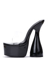 Cape Robbin INJI Black Transparent Clear Open Toe Block Super High Heel Chunky