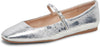 Dolce Vita Reyes Silver Distressed Leather Mary Jane Squared Toe Ballet Flats