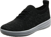 FitFlop F-Sporty Womens Sneaker Black 2 Slip On Uberknit Stretchy Low Top Shoes