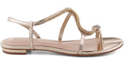 Schutz Gold Platina Strappy Ornate Metal Snake Embellished Flat Sandals