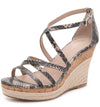 Charles David Leawood Nude Snake Print Cork Espadrille Platform Wedge Sandals