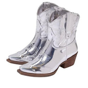 Circus by Sam Edelman Josephina Soft Silver Pointed Toe Heeled Western Booties