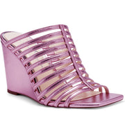 Jessica Simpson Arriya Meta Pink Square Open Toe Ultra-Strappy Silhouette Slipon Wedge Sandal