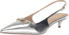 Sam Edelman Fitzgerald Soft Silver Pointed Toe Slingback Kitten Heeled Pumps