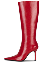 Jeffrey Campbell Darlings Red Stiletto Heel Pointed Toe Mid-Calf Fashion Boots