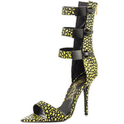Lust For Life TRIBE SUPERLEMON YELLOW & BLACK SINGLE SOLE SEXY 3 BUCKLE SANDALS