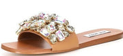 Steve Madden Brionna Jeweled Rhinestone Open Toe Flat Slide Mule Sandals