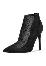 Nine West For Now P2 Black Mesh Pointed Toe Formal Pump Bootie Ankle Boots