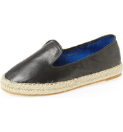 Jeffrey Campbell Womens Abides Black Leather Rounded Toe Espadrille Flat Loafers