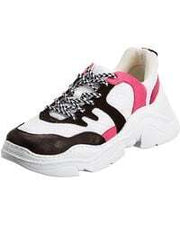 Schutz 9518 /1 Leather-trim Lace Up Low-Top Trainer Sneaker Grey Pink Multi