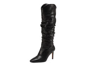Vince Camuto Armonda Black Leather Pointed Toe Knee HIgh Heel Dress Boot