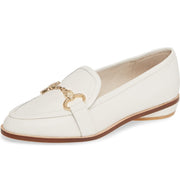 Cecelia New York FENTON Loafer Shoes Alabaster White Horse Bit Gold Buckle Flats