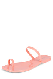 Jeffrey Campbell Darbey-JLL Pink Squared Open Toe Jelly Slide Flat Sandals