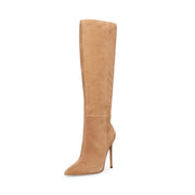 Steve Madden Izetta Taupe Suede Pull On Pointed Toe Knee High Dress Boot