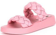 Steve Madden Hillary Pink Slip On Rounded Open Toe Platform Braided Sandal