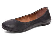 Lucky Brand Emmie Black Classic Ballet Leather Flat Slip On Rounded Toe Shoes