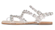 Jeffrey Campbell Calath Women Embellished Flat Sandals Clear Nude Pearl Open Sandals