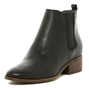 Lucky Brand Livinia Black Leather Low Block Heel Classic Pull On Chelsea Booties