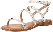Steve Madden Womens Sandals Travel Bone Ankle Strap Embellished Flat Sandals Sandals