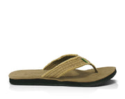 Sanuk Fraid Not Khaki Slip On Rounded Open Toe Comfort Flip-Flop Sandals