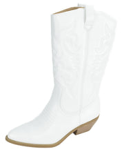 Soda Reno-S Cowboy Pointed Toe Knee High Western Stitched Boots White (7.5, White)