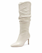 Vince Camuto Armonda White Cream Pointed Toe Wrapped KNee High Heel Boot