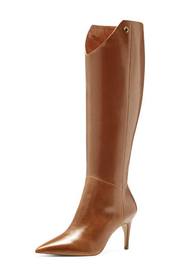 Louise et Cie Kamil Leather Pointed Toe Tall Shaft Tan Leather Pointed Boots