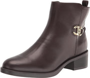 Tommy Hilfiger Imiera Dark Brown Round Toe Pull On Zip Closure Ankle Boot