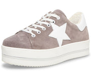 Steve Madden Candidate Round-Toe Lace-Up Flatform Sneakers Taupe Suede