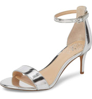 Vince Camuto Sebatani Silver metallic Mid Heel Ankle Strap Dress Heel Sandals