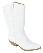 Soda Reno-S Cowboy Pointed Toe Knee High Western Stitched Boots White (8.5, White)