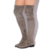 LFL by Lust For Life Women's Radikal Taupe Suede Stretch Fitted Dress Boot