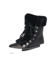 Cecelia New York Seymore Black Distressed Faux Fur Lining Rounded Sneaker Boots