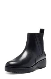 Louise Et Cie Zareb Black Leather Wedge Ankle Pull-on Chelsea Platform Bootie