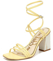 Sam Edelman Doriss Tie Up Strap Block Heeled Sandal Honey Dew Yellow Pumps