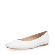 Steve Madden Byra Square-Toe Flat White Leather Slip On Ballet Flats