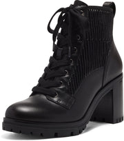 Vince Camuto Donna Black Lace Up Rounded Close Toe Block Heeled Fashion Boots