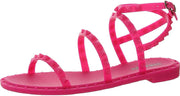 Steve Madden Travel Pink Jelly Fashion Buckle Slip On Rock Stud Flat Sandals