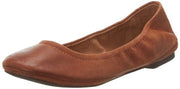 Lucky Brand Emmie Leather Ballet Flats Shoes BOURBON Tan Leather