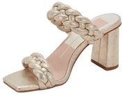 Dolce Vita Paily Light Gold Metallic Stella Suede Braided Detail Heeled Sandals