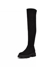 Nine West Cellie2 Black Suede Fashion Zip Closure Leather Over the Knee Boots
