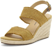Lucky Brand Minjah Golden Yellow Espadrille Jute-Wrapped Wedge Mid Heel Sandals