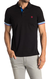Roberto Cavalli Logo Trimmed Short Sleeve Polo Shirt Black FST644A20905051