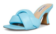 Steve Madden Latta Blue Slip On Squared Open Toe X Strap Designed Heeled Sandal