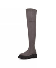 Nine West Cellie2 Dark Gray Suede Fashion Moto Chic Over the Knee Fashion Boots