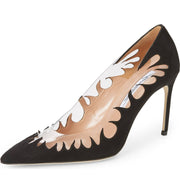 Brian Atwood VICTORY Cutout Pointy Toe Black Clear Flame Pointed Stiletto Pumps