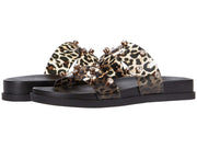 Vince Camuto Women's Partha Leopard Print Jeweled Slide Sandals NATURAL MULTI